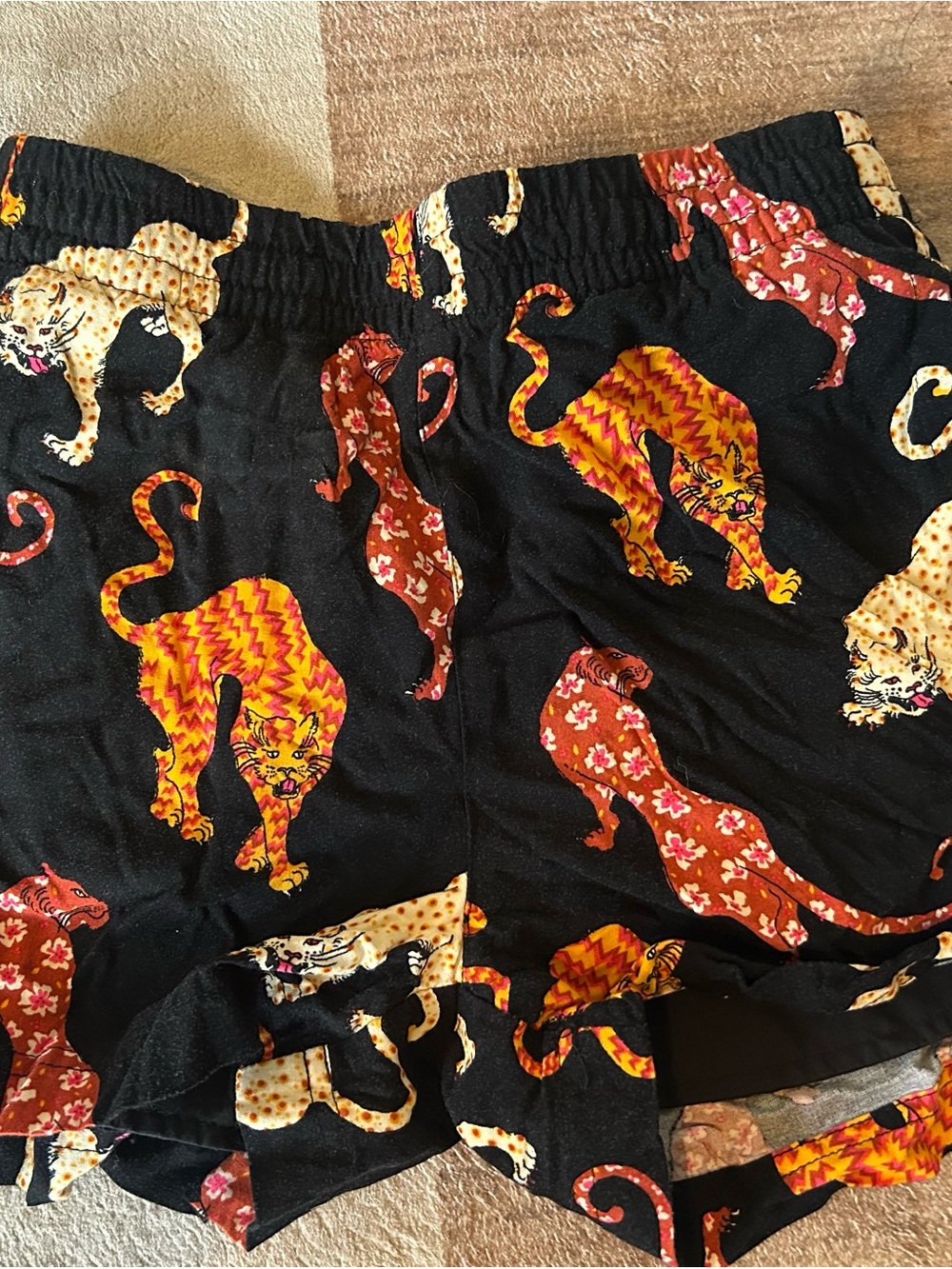 Urban Outfitters Black Shorts with Colorful Tiger Print